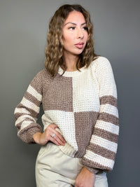 Sectioned Waffle Knit Sweater