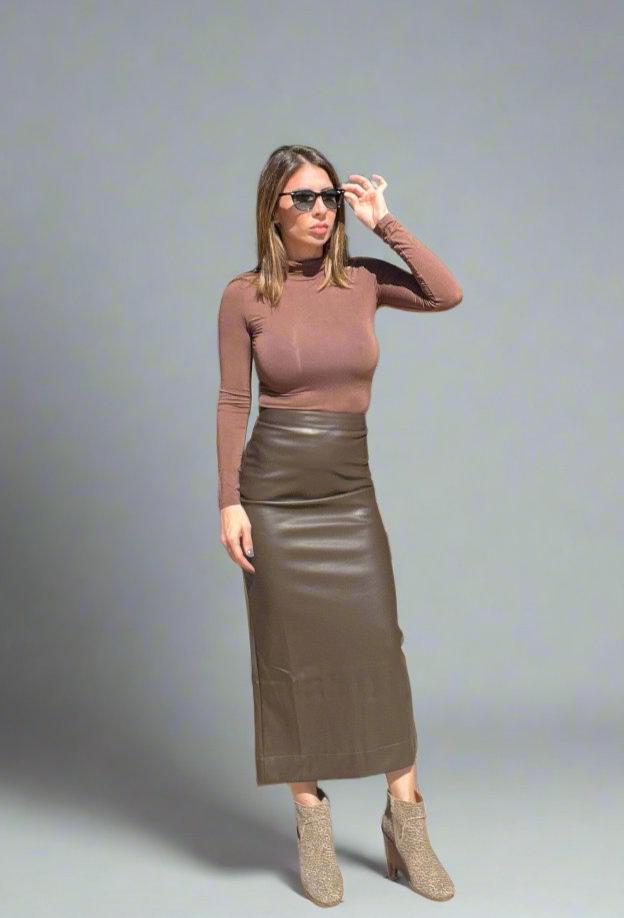 The Faux Leather Autumn  Pencil Skirt