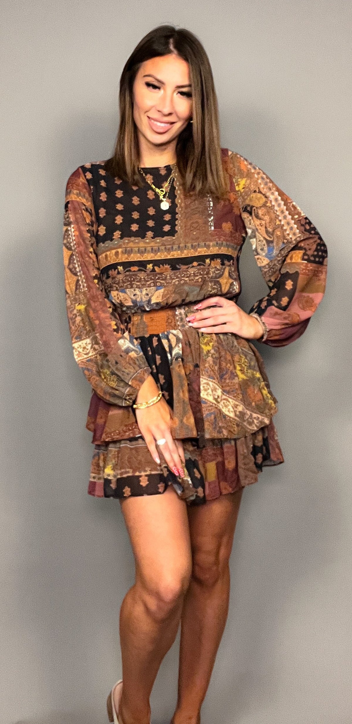 Michelle Scarf Print Dress